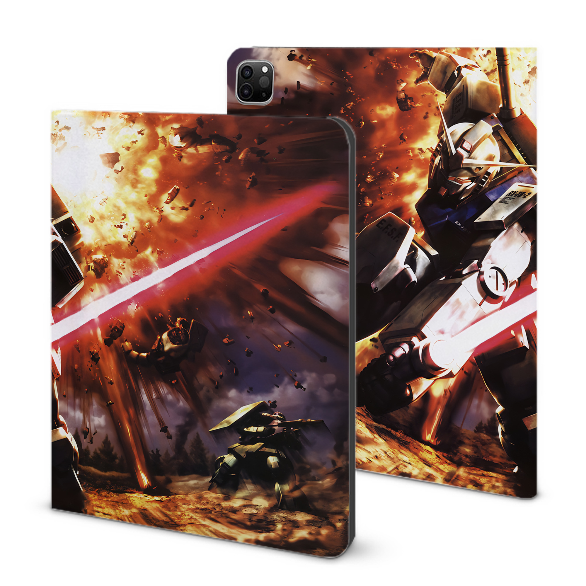 （画像用） 機動戦士ガンダム Mobile Suit Gundam IPad ケース ブック型 PUレザー TPU 耐衝撃 軽量 薄型 ペン収納なし 全面保護 IPad 各モデル対応